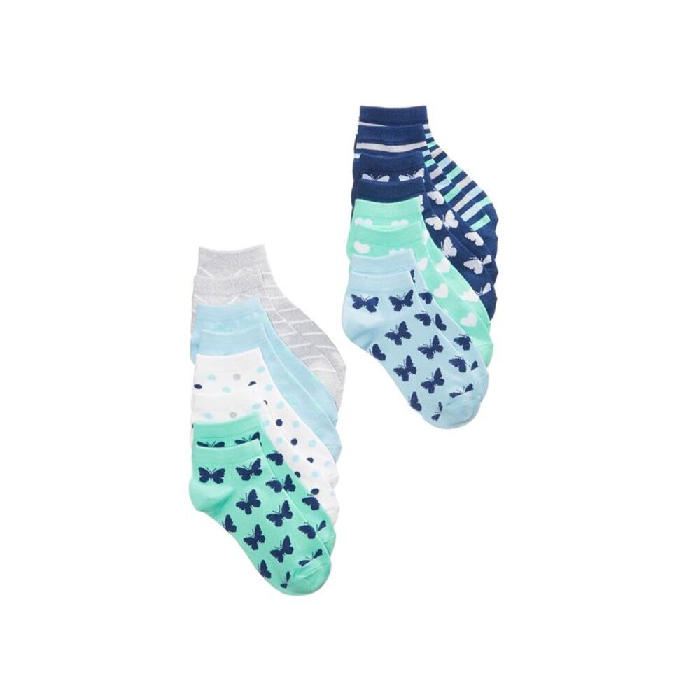 Berkshire 8 Pk. Butterflies No Show Socks Little Girls Big Girls